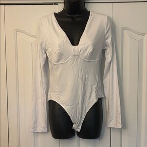 Mango Pop Long Sleeve Bodysuit Women Size Large